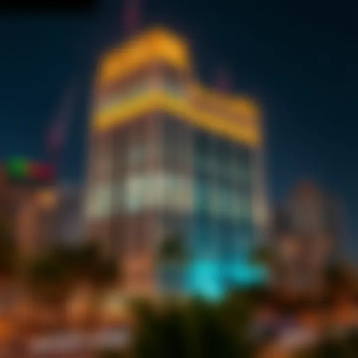 Night View of Al Ahli Building The Al Ahli Building illuminated at night, highlighting its significance in the urban landscape