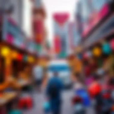 A vibrant street market filled with local goods and crafts