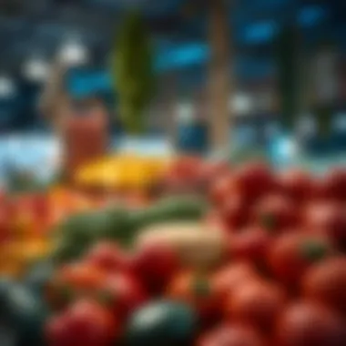 Close-up of fresh produce available at Al Aweer's Market.