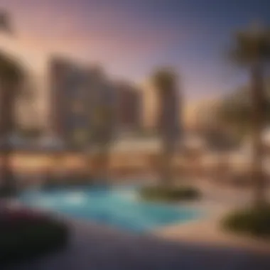 Vibrant residential area in Al Basha Silicon Oasis with families enjoying community amenities