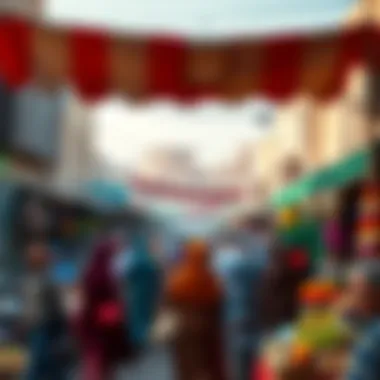 Lively market scene in Al Karama filled with diverse goods and visitors