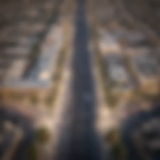 Aerial view of Al Khail Gate showcasing the bus route