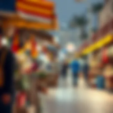 A vibrant market scene in Al Khail Heights, illustrating local amenities and community engagement