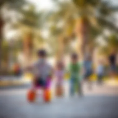 A family enjoying recreational activities in one of the parks in Al Khail West Zone