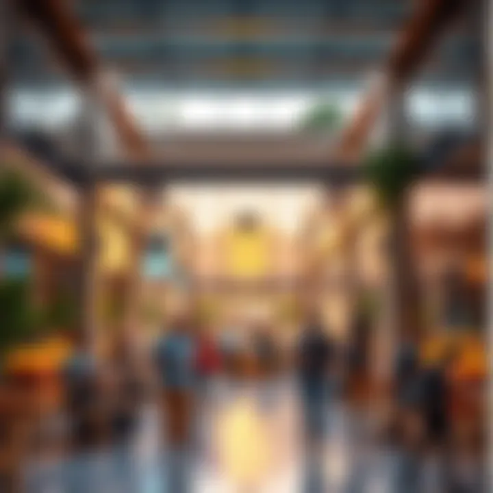 Vibrant community spaces within Al Liwan Building 2, highlighting social dynamics.