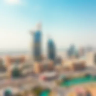 A panoramic view of Al Maktoum Building against the Dubai skyline