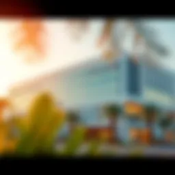 Exterior view of Al Maktoum Hospital showcasing its modern architecture