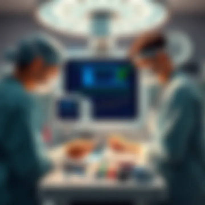 Healthcare professionals engaging with advanced medical equipment at Al Maktoum Hospital