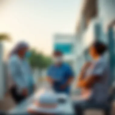 Healthcare professionals engaging with the community