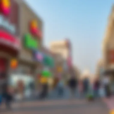 Vibrant retail shops lining the streets of Al Quoz