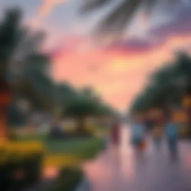 Community park in Al Qusais bustling with families and recreational activities