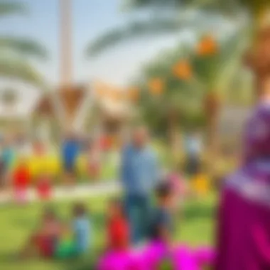 Community Life in Al Qusais Vibrant community park in Al Qusais filled with families enjoying leisure time