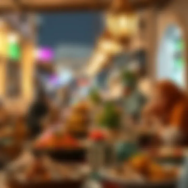 A picturesque dining scene featuring traditional dishes from various cultures in Al Qusais