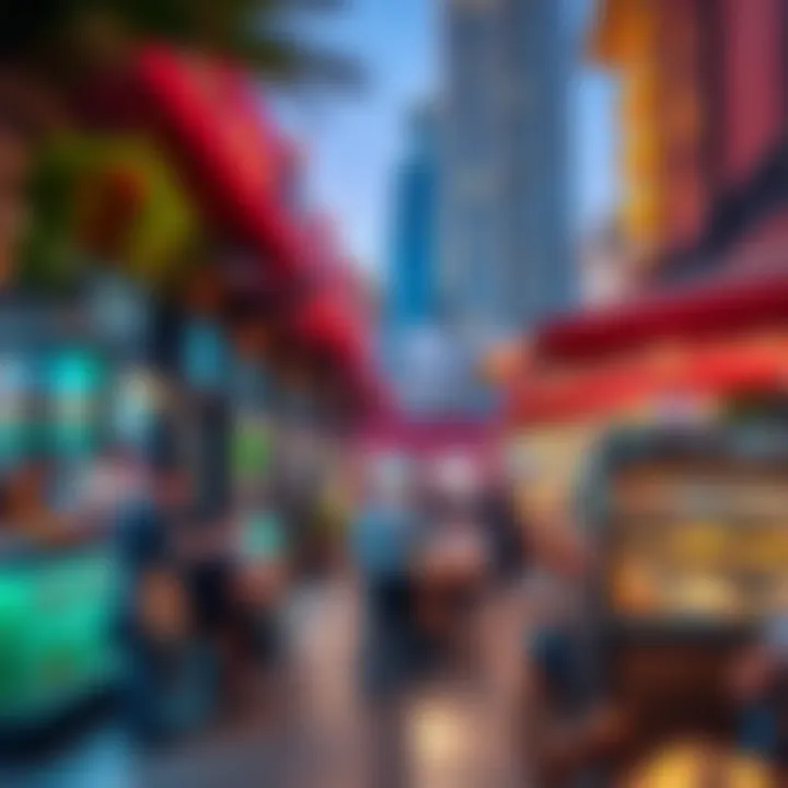 Diverse Culinary Offerings at Al Sagr Plaza A bustling outdoor dining scene featuring diverse culinary offerings.