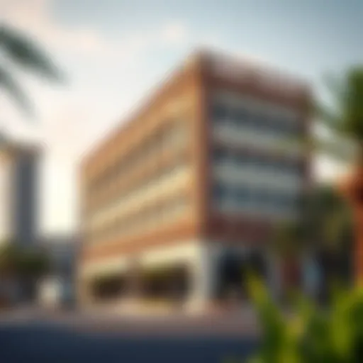 Exterior view of the Al Sarraf Building showcasing its unique architectural style