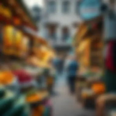Vibrant local market scene with fresh produce and crafts