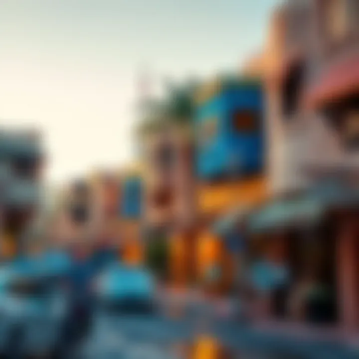 Vibrant streets of Al Wasl Village showcasing local architecture