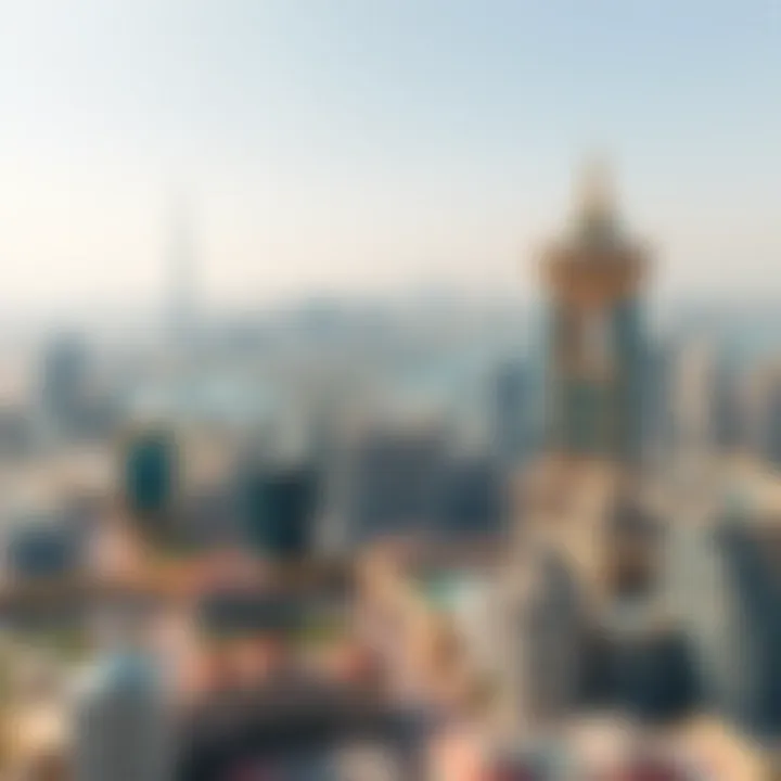 Panoramic shot of Al Yousuf Towers against the Dubai skyline