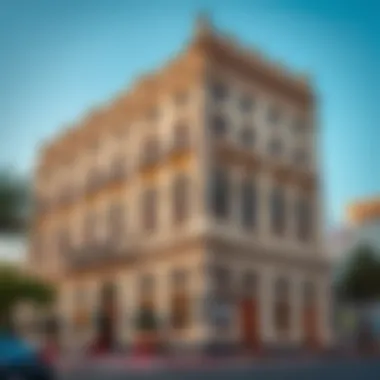 Facade of the Bin Kalaib Building showcasing intricate architectural details