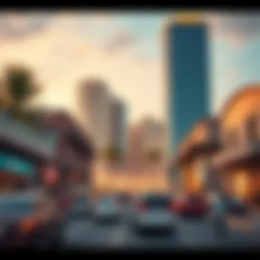 Community Impact of Bin Shabib Building The bustling surroundings of the Bin Shabib Building, highlighting its impact on the community.