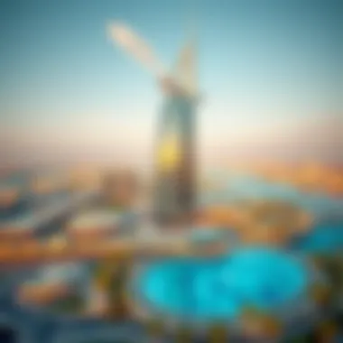 A panoramic view of the Burj Royale and its surroundings