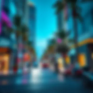 Vibrant street scene in the Burj Royale neighborhood