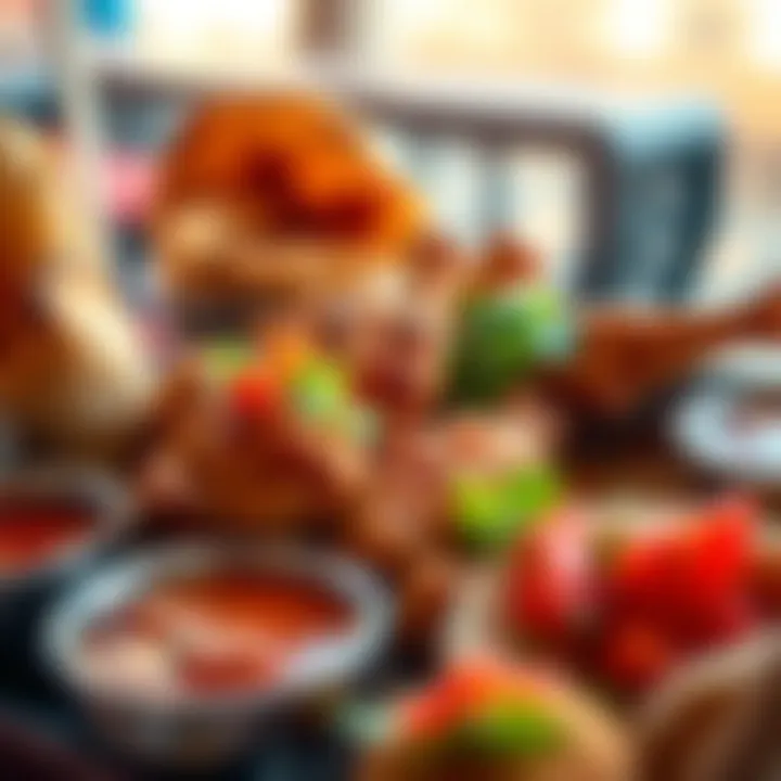 A traditional platter of chicken tikka alongside naan and chutneys