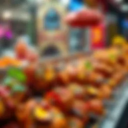 A vibrant display of chicken tikka with spices