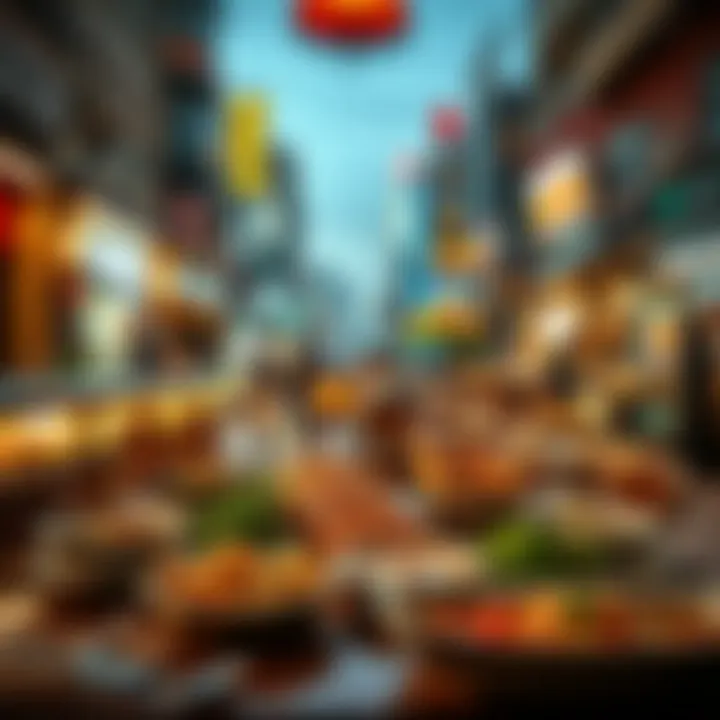 An exquisite dining setup featuring diverse culinary offerings in Karama