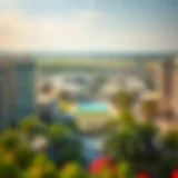 A panoramic view of Country Land Al Barsha showcasing its modern architecture and greenery.