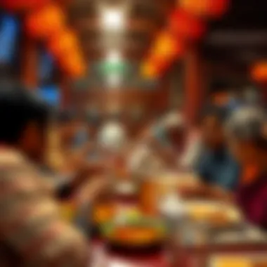 A group enjoying a meal at Saravana Bhavan, embodying the essence of community dining.