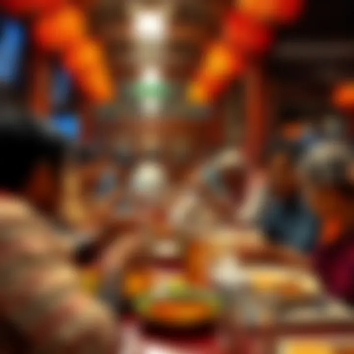 A group enjoying a meal at Saravana Bhavan, embodying the essence of community dining.