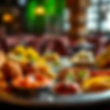 A close-up of a thali showcasing an array of flavors from Saravana Bhavan.