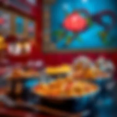 A vibrant display of traditional South Indian dishes served at Saravana Bhavan.