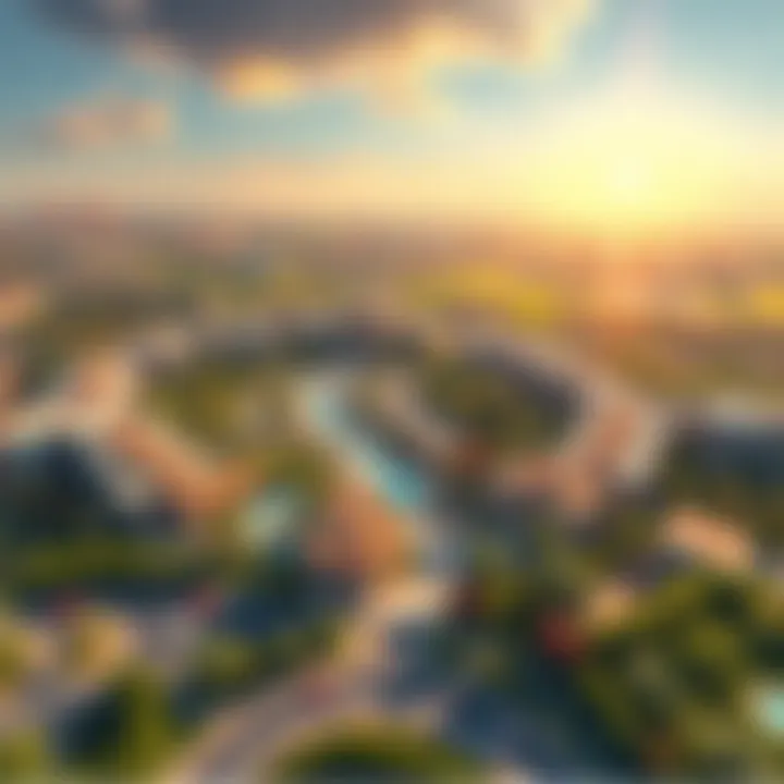 Lush Landscapes of Damac Hills 1 Aerial view of Damac Hills 1 showcasing its lush landscapes