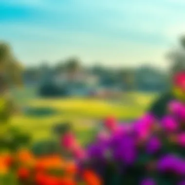 Golf course surrounded by lush greenery