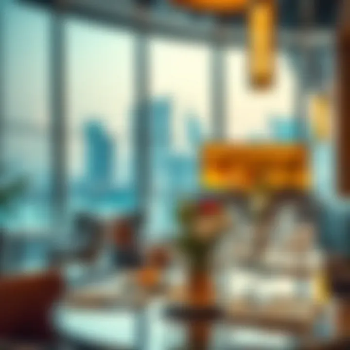 Contemporary dining area in DIFC with city views