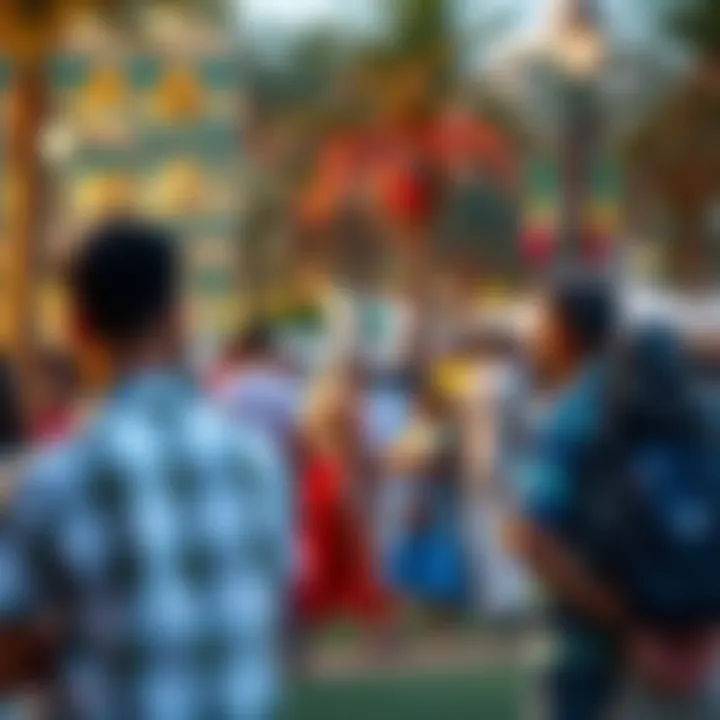 Community Spirit: Unity in Diversity in Dubai A vibrant community gathering in a Dubai park reflecting multicultural engagement