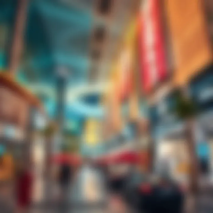 Lively shopping district featuring luxury brands and boutiques