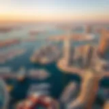 Aerial view of Dubai Harbor showcasing modern architecture