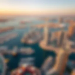 Aerial view of Dubai Harbor showcasing modern architecture
