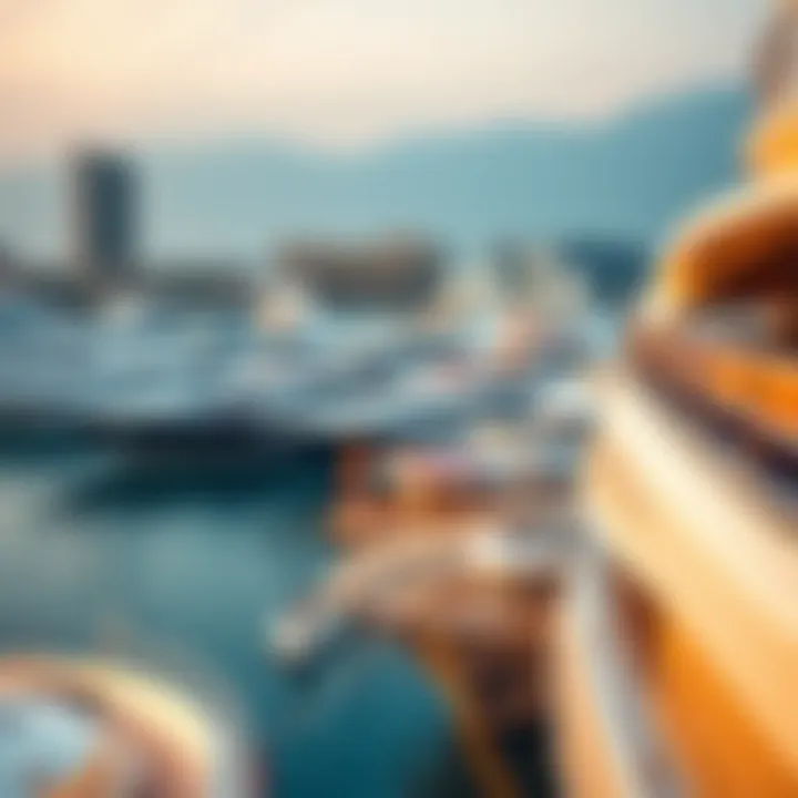 Luxurious yachts docked at Dubai Harbor