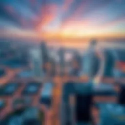 Aerial view of Dubai Harbour showcasing its modern infrastructure and skyline