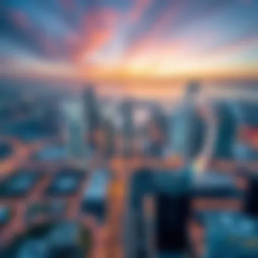 Aerial view of Dubai Harbour showcasing its modern infrastructure and skyline