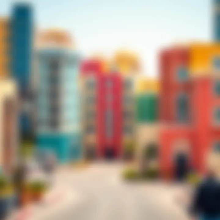 Colorful architectural styles in Dubai International City