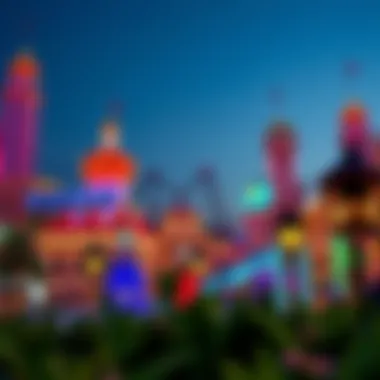 Vibrant Theme Park in Dubai Land A vibrant theme park in Dubai Land filled with thrilling rides and attractions