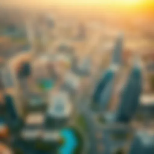 Aerial view of Dubai Motor City showcasing its unique architecture