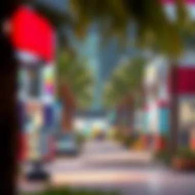 Local amenities within Dubai Motor City including shops and parks.