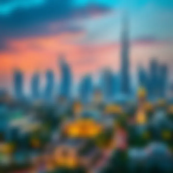 Dubai's Skyline: A Fusion of Tradition and Modernity A stunning view of Dubai's skyline highlighting the contrast between modern architecture and traditional elements.