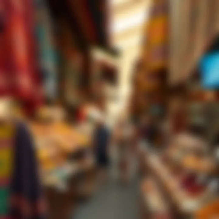 Traditional market with vibrant textiles and spices